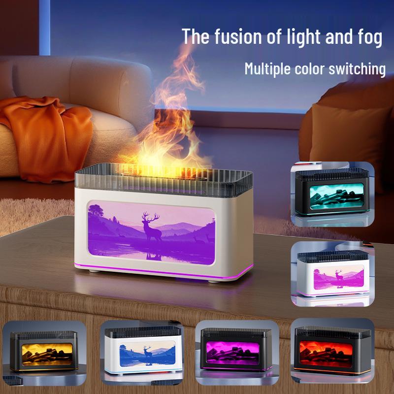 3D Fireplace Aromatherapy Machine: Colorful Flame Essential Oil Diffuser for Home