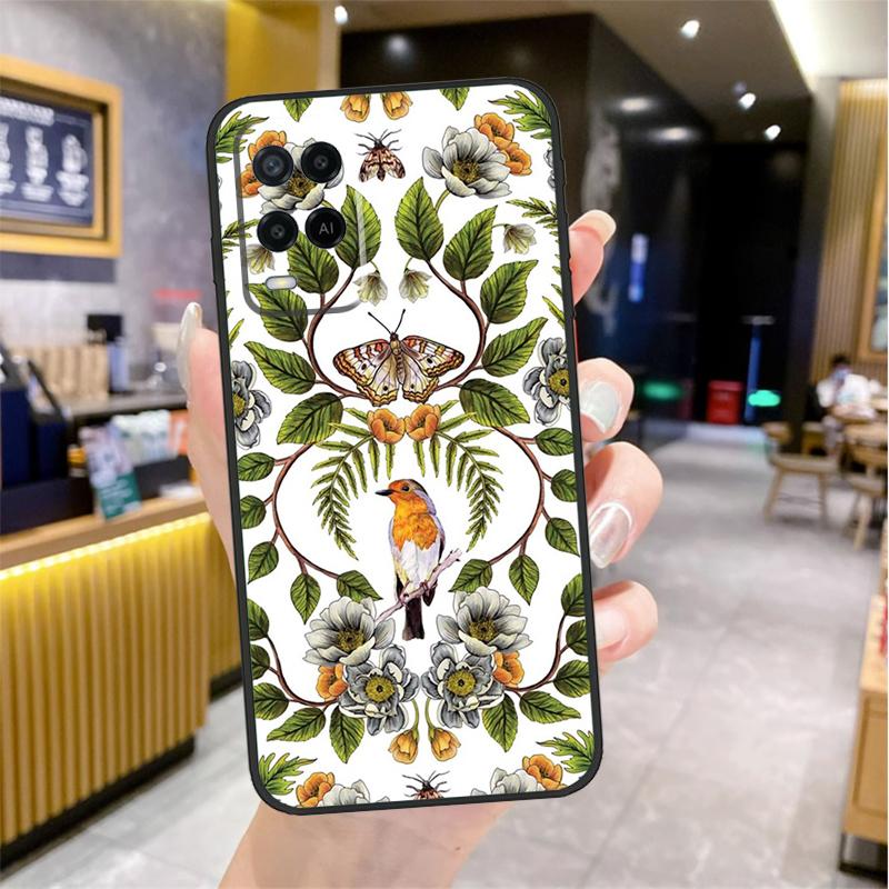 Orange Flower Pattern Case For Oppo A98 A18 A38 A58 A78 A60 A80 A40 A96 A76 A16 A94 A74 A54 A15 A17 A57 A77 A5 Pro