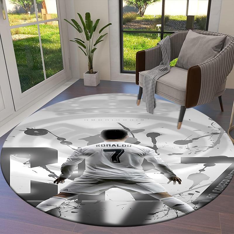 Ronaldo Round Area Rug,Carpet Rug for Living Room Bedroom Sofa Playroom Decor,Non-slip Floor Mat