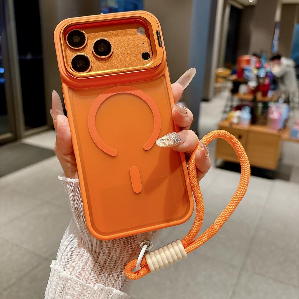 Skin-sensitive Lens Holder, Suitable for iPhone17PRO Magnetic Mobile Phone Case with Lanyard, Anti-drop Apple 16/15 Hard Case.