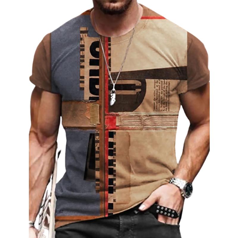 New Summer Men's Fashion T-shirt Personality Ling-shaped Red A Printed Men's T-shirt Top