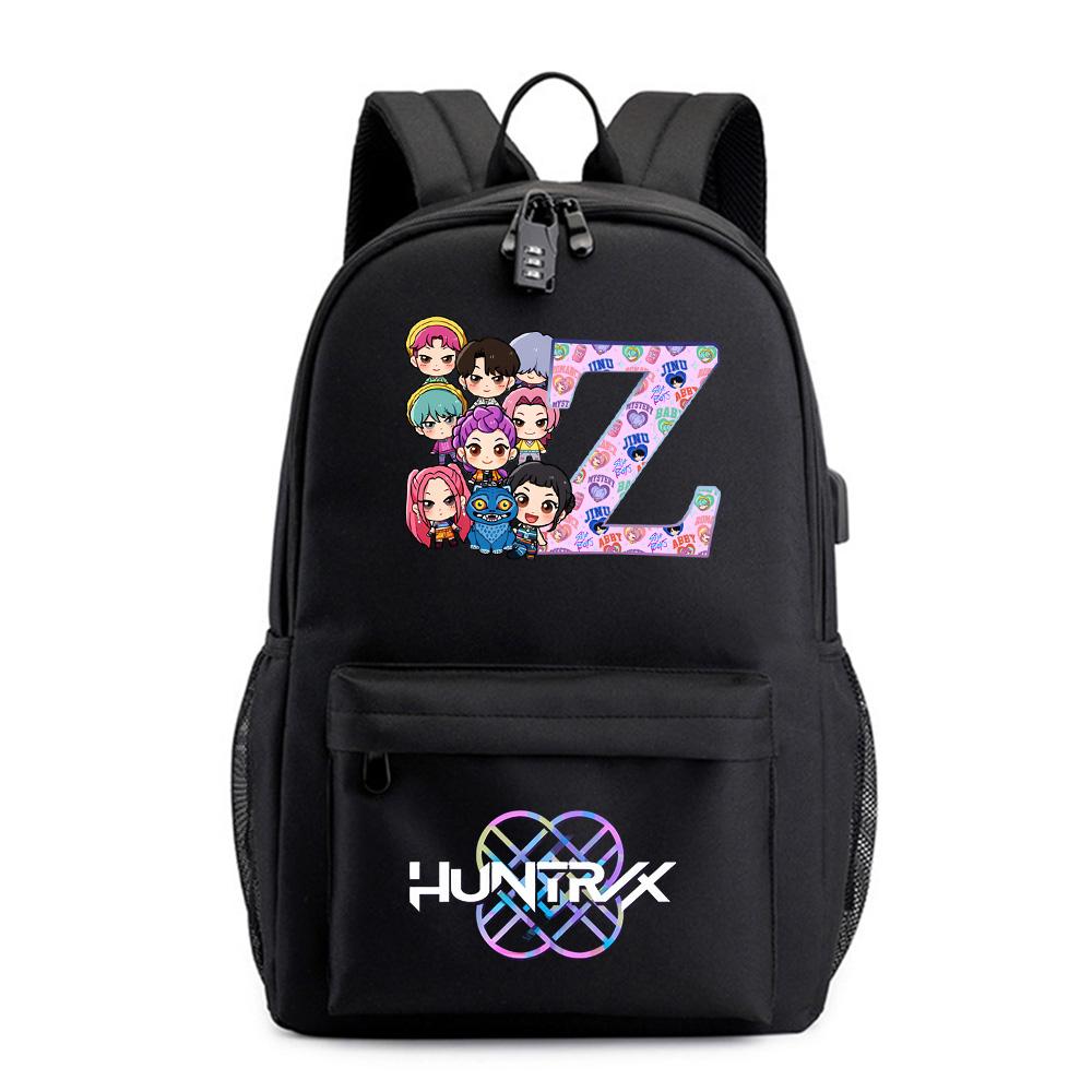 26 English Letter K-Pop Printed Backpack for Teenager Student Girl Boy Bookbag Schoolbag Women Large Capacity Waterproof Travel Bag Kid Gift