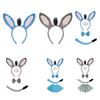 Donkey Ear Headband Nose with Teeth Tail Bowtie Skirt Animal Costume Accessories for Kid Halloween Birthday Cosplay