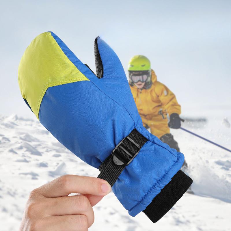 Autumn and Winter Children's Ski Gloves Stuffed with Velvet Thickened Outdoor Play Snow Men and Women Students Snowboard Warm Gloves