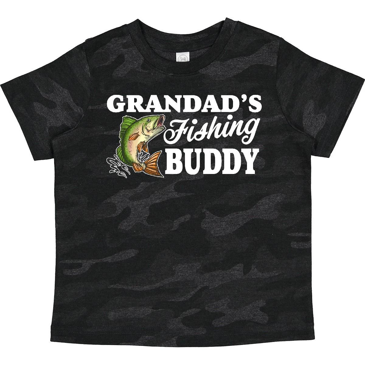Inktastic Grandad s Fishing Buddy With White Text Toddler kids boys T-Shirt Kids Little I 100