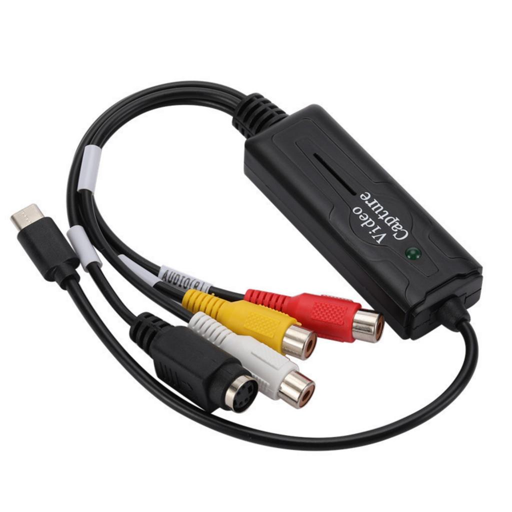 S Video to USB Type C Cable Adapter Converters Video Capture Card Adapter PC Cable for NTSC Capture Device