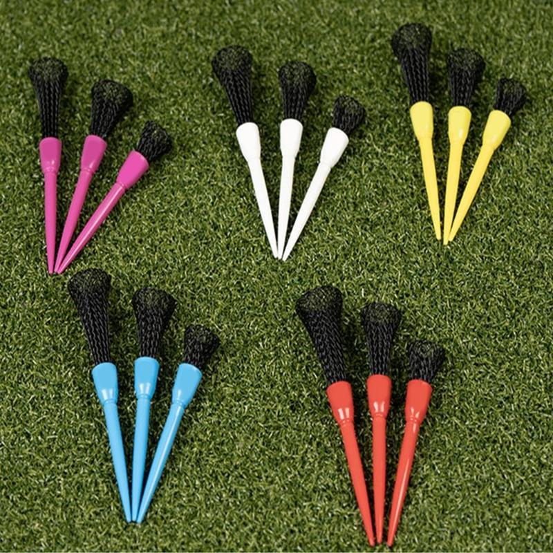 3Pcs Golf Tees Flexible Soft Net Head Design Adjustable Height Stable Base Structure For Professional Ball Positioning
