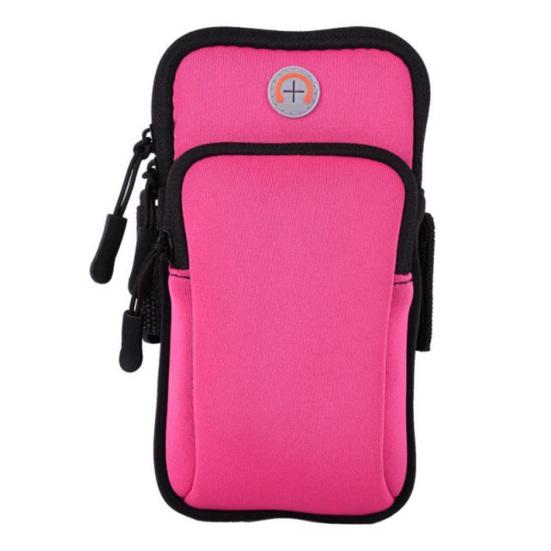 Unisex Solid Color Zip Waterproof Nylon Running Armband Bag with Earphone Hole