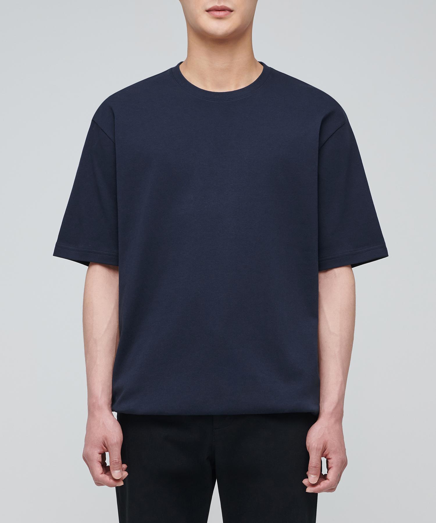Musinsa Standard Relaxed Fit Crew Neck String T-Shirt [Navy] Navy/L