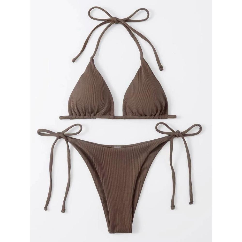 European and American Sexy Three-Point Small Sunken Stripe Split Swimsuit Bikini Bikini