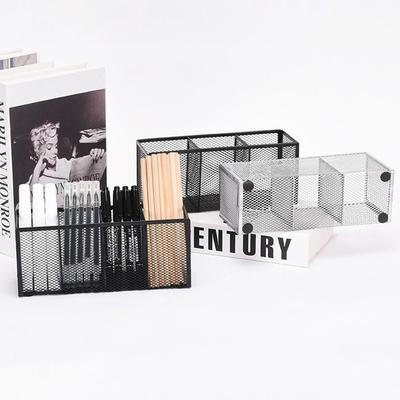 Simple 3/4/5/6 Grids Metal Mesh Desk Organizer Rectangle Durable Pen Holder Cosmetics Brush Storage Box Office Home Supplies