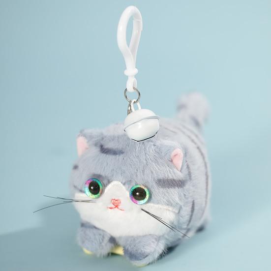 Puppy Plush Keychain with Pull-String Wagging Tail Cute Squeaky Cat Stuffed Toy for Bags Backpacks Soft Huggable Interactive Birthday Gift for Kids