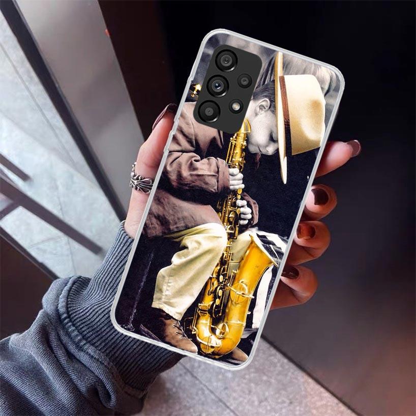 Music Saxophone Instrument Phone Case For Samsung Galaxy A12 A52S A42 A32 A22 A51 A50 Note 20 Ultra 10 S10 Plus A71 A70 A31 A30