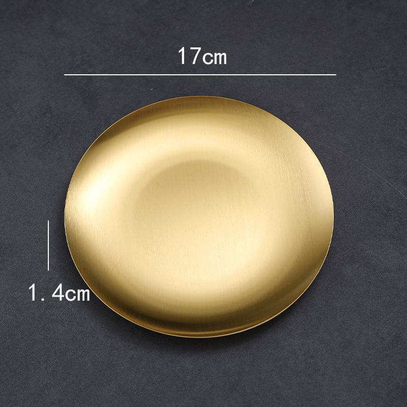 Korean Stainless Steel BBQ Gold Cutlery Round Plate