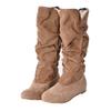 2026 New Mid-tube Snow Boots Hollow Cotton Thread Hook Lace Frosted Lady Boots Large Size Women's Shoes
