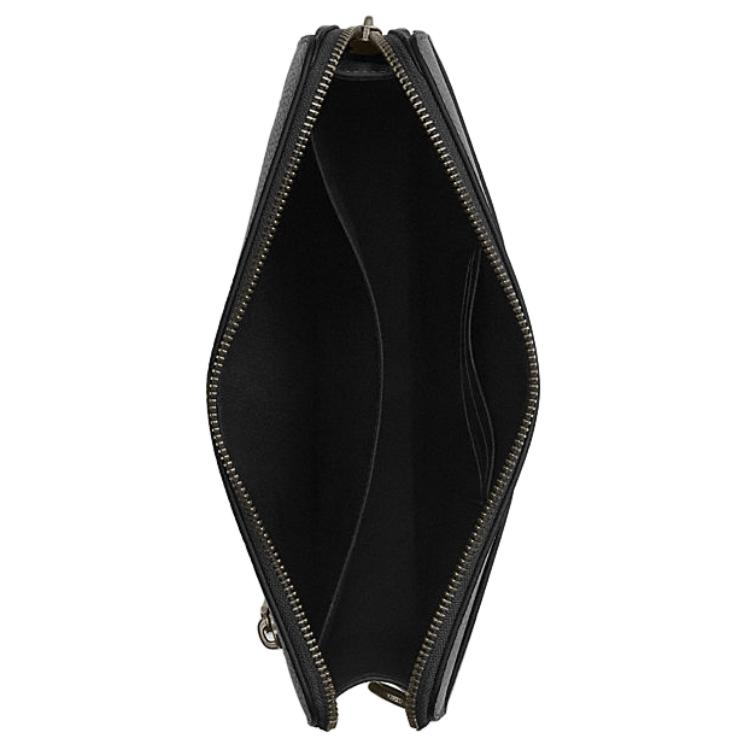 Coach 25 Logo Top Zip Leather Clutch Medium Men Clutch Black CW169-QBBK