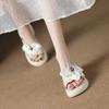 Sandalen Kawaii Niedliche Damen Hausschuhe Weiche Schuhe für Damen Draußen Hoch bis zu 5cm Absatz Pantoletten Leder Sabot Rutschfest 2025 Luxus 39