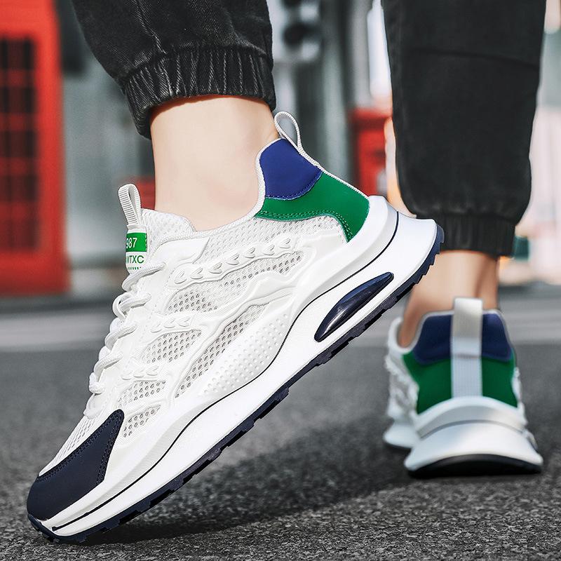 Men's Shoes 2024 New Summer Breathable Mesh Heightened Platform Casual Versatile Sports Shoes Youth White Tide Shoes