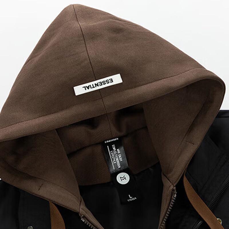 PNJ Herren Kapuzenjacke im Faux-Zweiteiler-Look, locker geschnitten, mit Fleecefutter, dick