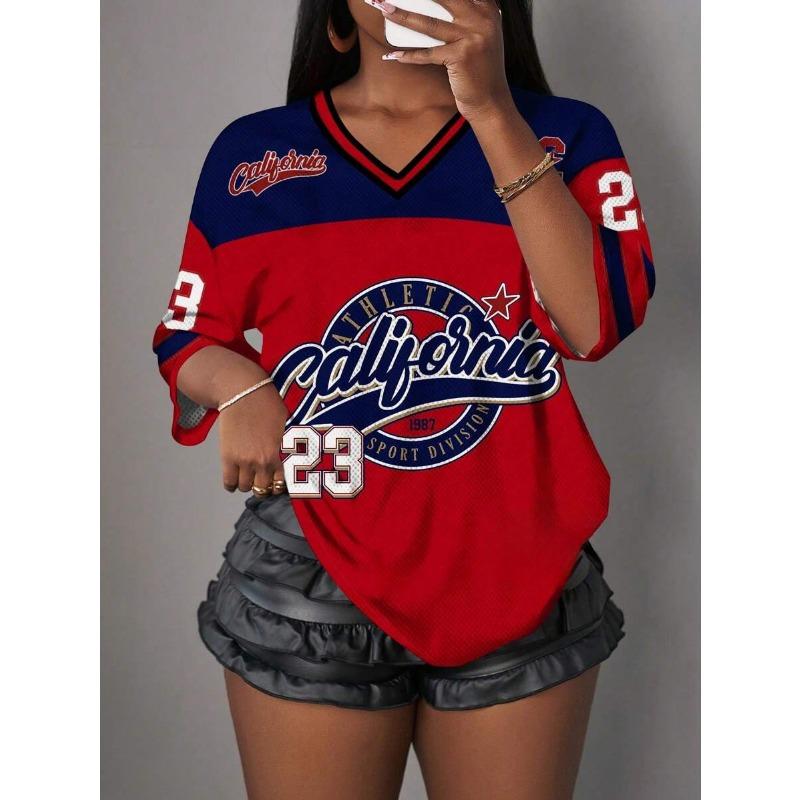 

Women s Fashionable Casual V-Neck Short Sleeved T-Shirt No.23 Loose, Breathable And Comfortable Sports Top S