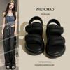 Women's 2025 Thick-Soled Velcro Sandals - Platform Roman Shoes for Casual Beachwear, Featuring Step-on Comfort for Pregnant Women