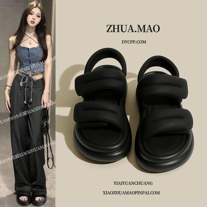 Women's 2025 Thick-Soled Velcro Sandals - Platform Roman Shoes for Casual Beachwear, Featuring Step-on Comfort for Pregnant Women