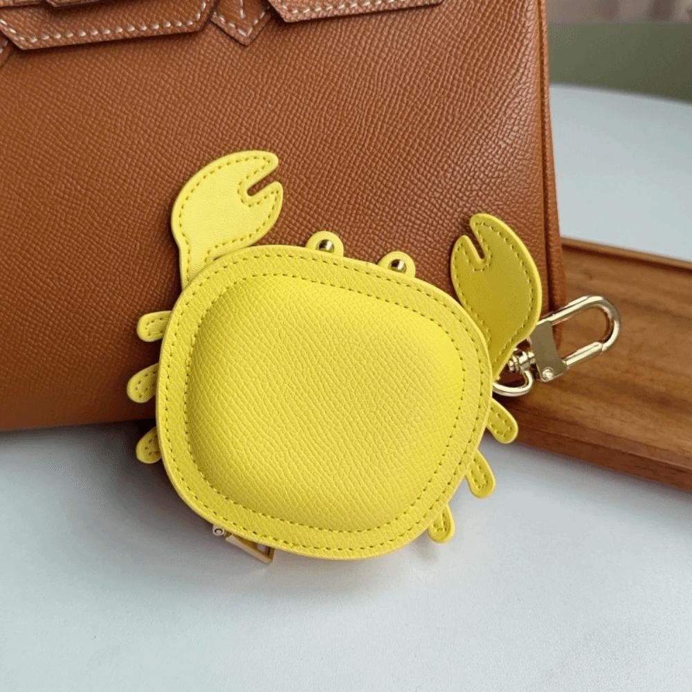 Cartoon Crab Coin Purse Keychain Zipper Small Purse Crab PU Leather Pendant Backpack Hanger Cute Earphone Bag Outdoor