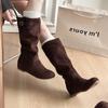 Royal sister style versatile tall knight boots women's autumn and winter new retro thin inner height increase but knee boots