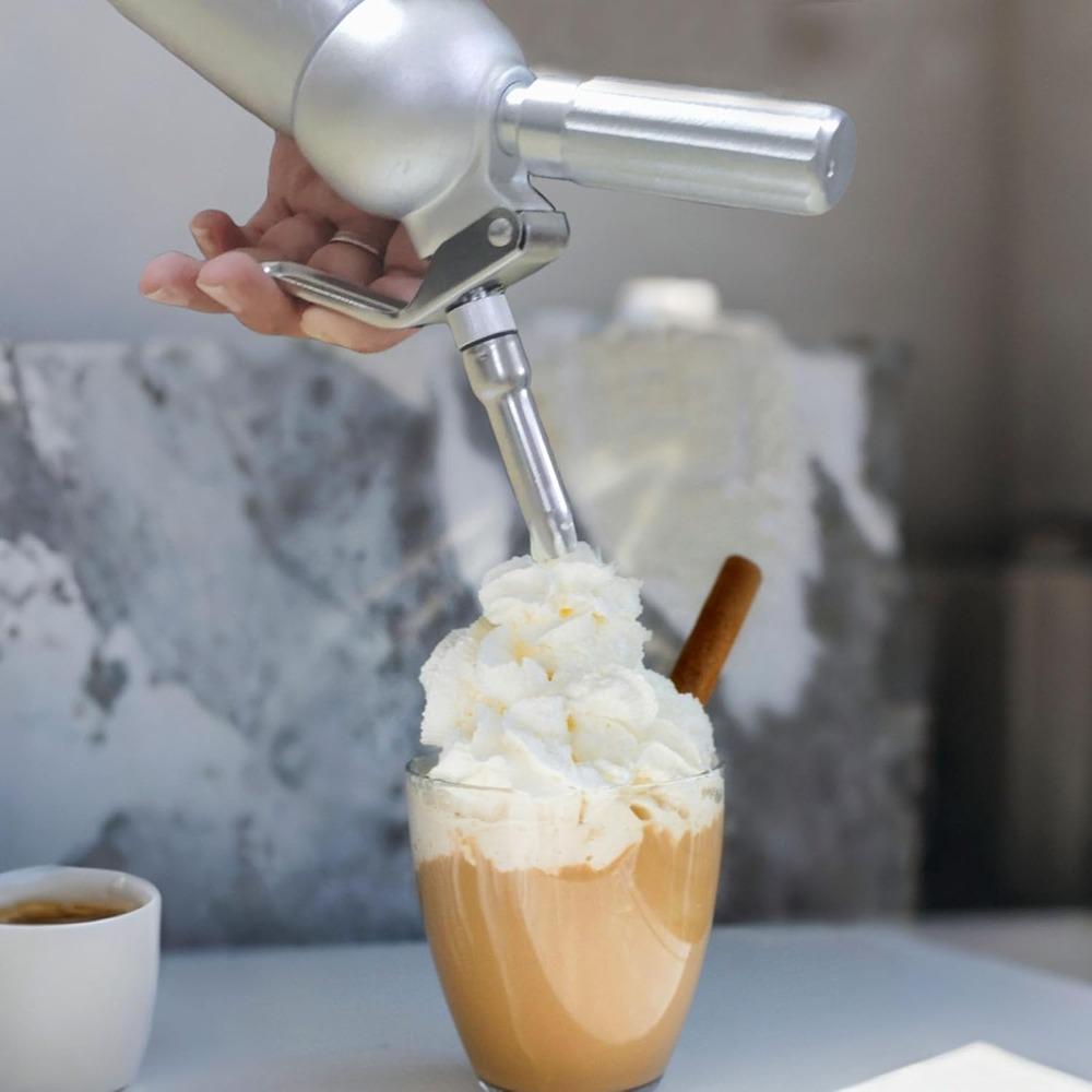Aluminum Cream Gun Foam Dispenser 500ML Stainless Steel Siphon Vase Mounting Soda Gun for Home Bakery Coffee Shop