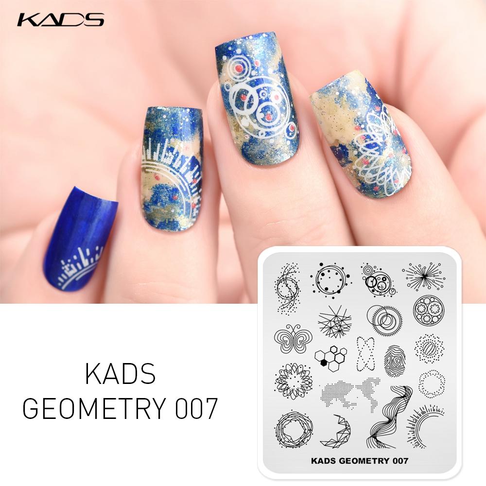 kads Geometry 3D Image Nail Stamping Plates Geometric Shape Nail Art Design Stamp Stencil Nails Tools Stamping Plate