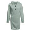 Women Autumn Hoodie Loose Solid Color Hooded Drawstring Long Sleeves Warm Sweatshirt Buttons Pure Color Spring Hoodie for Daily Wear