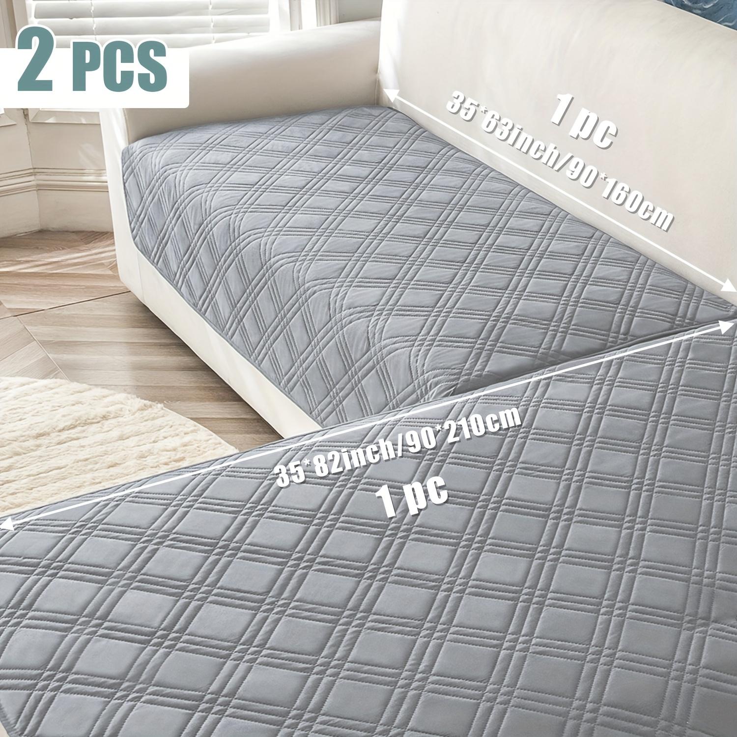 

2pcs Modern Geometric L-Shaped Sofa Covers In Blue & White -Pet-Friendly Couch Protectors with Quilted Design - Machine Washable, Fits Sectional Sofas 2pc