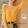 2025 Women's Long Sleeve Slim Fit Shirt with Chest Pad - High Elastic Round Neck Top for Spring & Autumn