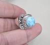 Larimar Ring 925 Sterling Silver Natural Blue Larimar Handmade Statement Jewelry