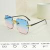 Square Rimless Fashion Fashion Sunglasses for Girl Gradient Lens for Travel Decoration