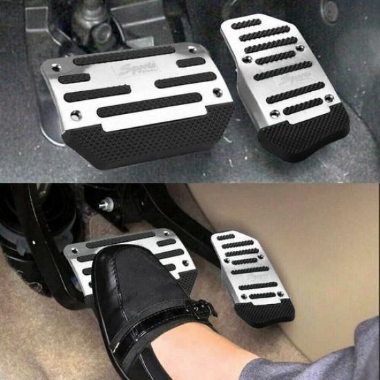Silver Non-slip Automatic Gas Brake Foot Pedal Pad Cover -Car Accessories
