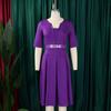 Women's Autumn Fashion Elegant Temperament Solid Color Five Quarter Sleeve Dress