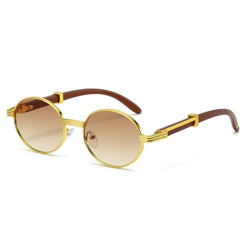 

Fashionable Gold Metal Frame Sun Glasses With Green Lenses For Summer Outings GoldFrameTea