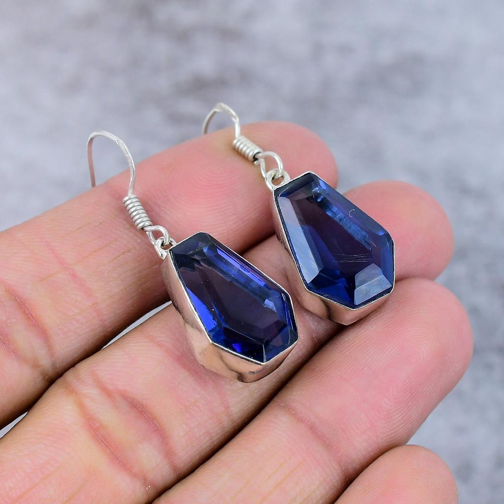 Tanzanite Quartz Gemstone 925 Sterling Silver Jewelry Earring 1.58" M-364
