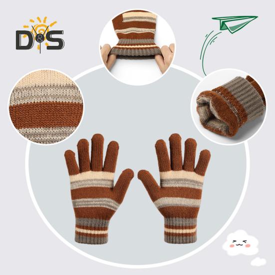 3 Pcs/Set Children Hat Scarf Glove Set Thickened Plush Ball Decor Color Matching Knitted Heat Retention Windproof Keep Warm Girls Boys Outdoor Gloves