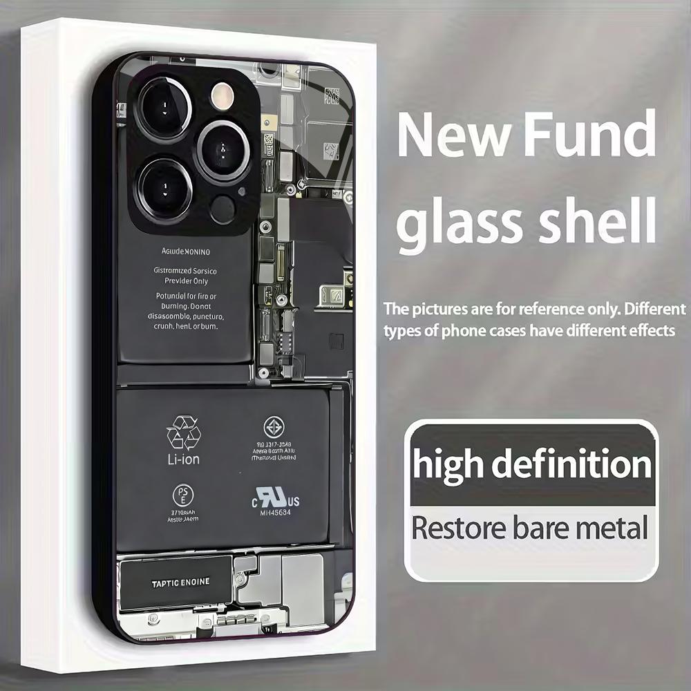 New circuit board pattern tempered glass phone case suitable for iPhone 17 16 15 14 13 12 11 Pro Max Plus shockproof back cover