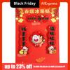 4Pcs 3D Relief New Year Magnetic Sticker Chinese Style Blessing Pony Refrigerator Sticker Decoration Festive
