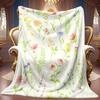 1pc 2D Fresh Small Flower And Grass Theme Pattern Flannel Blanket, Soft HD Digital Print Cooling Blanket Suitable for All Seasons! Soft And Breathable