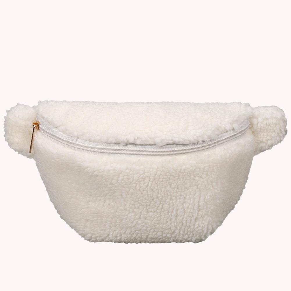 Unisex Fuzzy Crossbody Bag Zipper Closure Solid Shoulder Bag Multifunctional Soft Foldable Lightweight Autumn Winter Daily Bag