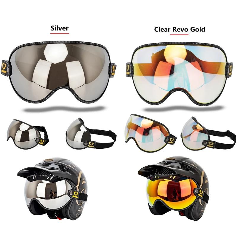 Retro Motorcycle Goggles Bubble Visor Outside Riding UV Protection Windshield Colorful Vintage for Half Face Helmets