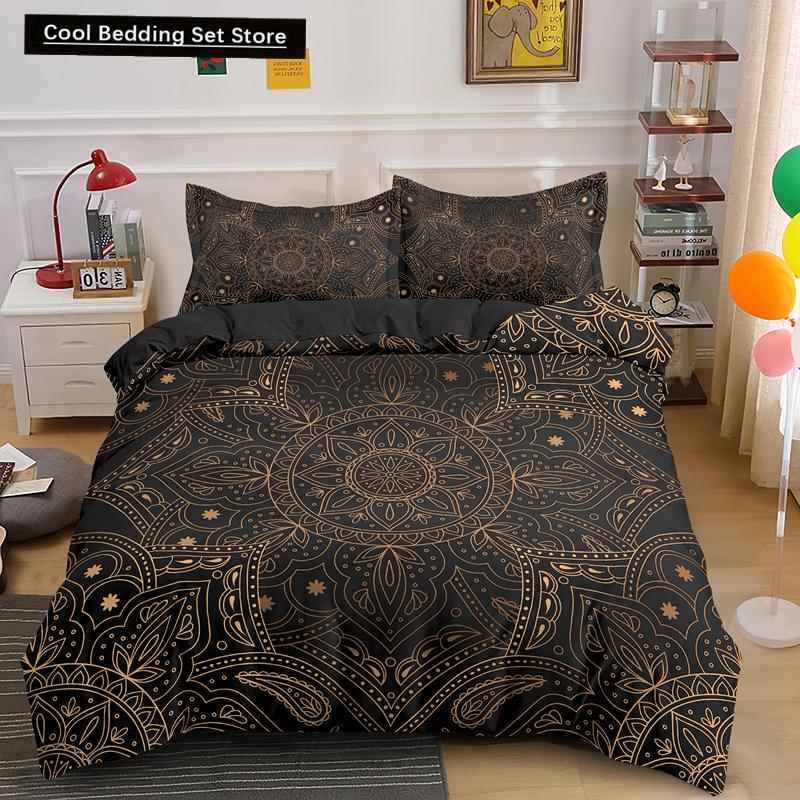 Psychedelic Boho Luxury Bedding Set 2/3PCS with Pillowcase King Mandala Duvet Cover Queen Comforter Cover Polyester Quilt Cover