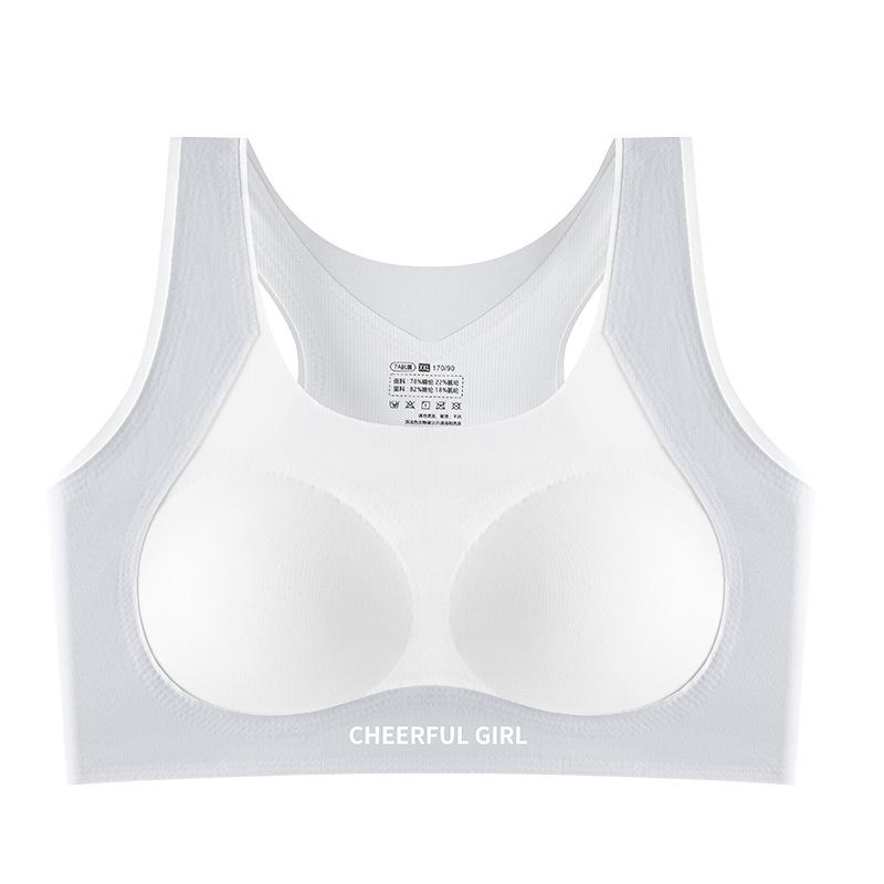 Seamless Sports Bra for Teen Girls - Shockproof, Fixed Cup, Ages 12+ for Middle and High School Students