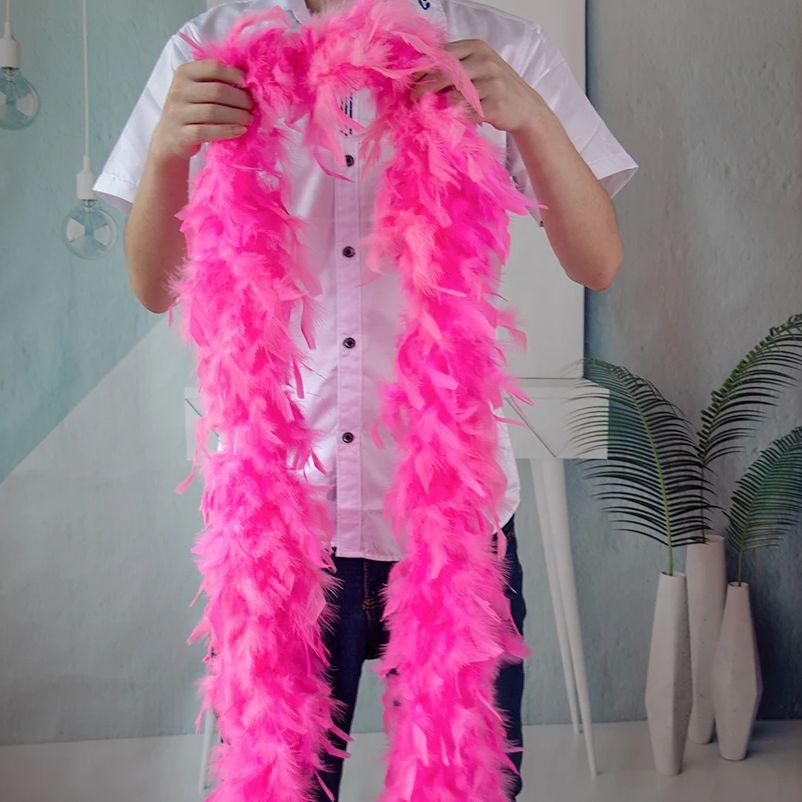 DIY 40G 60g 90G Pink Turkey Feather Boas 2Yards Plumas Trim Boa Crafts Sewing Clothes Party Dress Scarf/Shwal Chandelle-Feather-Boa