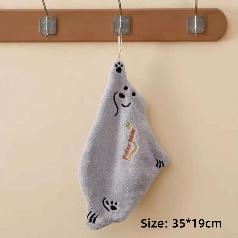 Cute Cartoon Polar Bear Hand Wiping Towel Thickened Coral Fleece Kitchen Towel Quick Drying Super Absorbent Wiping Cloth