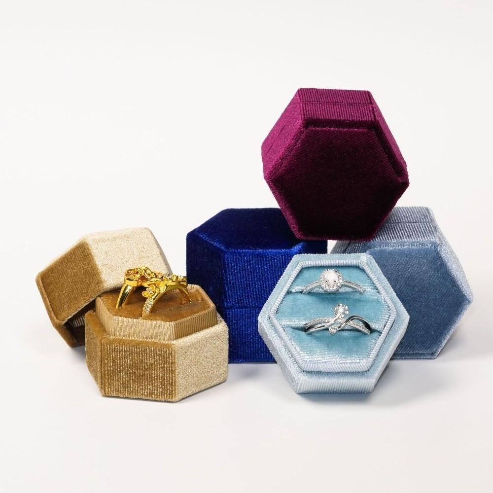 Elegant Hexagon Vintage Ring Box High-End Jewelry Display Case Durable Ring Storage Box Engagement